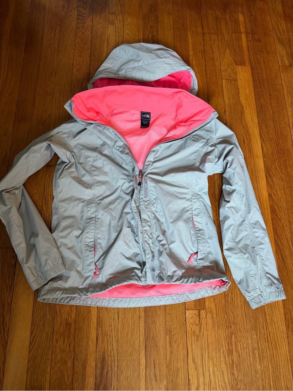 The North Face Women's Gray Pink Hooded Windbreaker Jacket